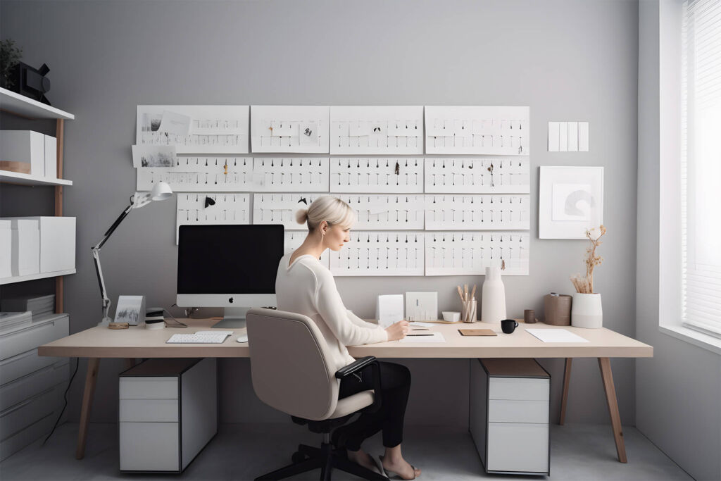 A woman Infront of computer