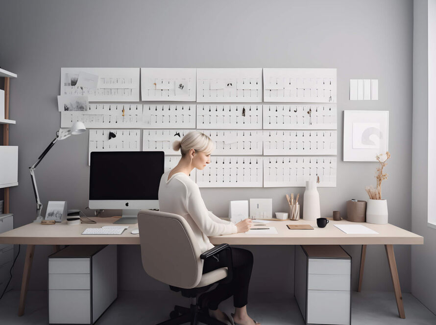 Woman in front of computer